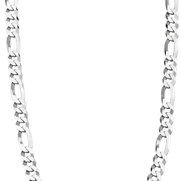 925 Sterling Silver Italian 5mm Diamond-Cut Figaro Link Chain Necklace for Women - Picture 1 of 6